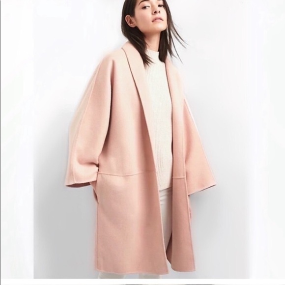 poncho with sleeves pink size small oversized pockets wool blend lagenlook gap‎ - Picture 1 of 10